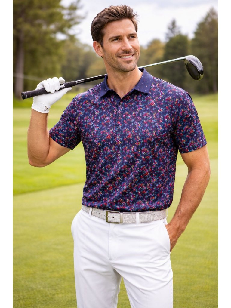 Yatta Golf Polo Shirt Xl Men’s Multicolor Floral Performance Country Club Golfco